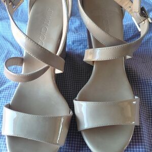 Jimmy Choo Beige Patent Leather Strappy Heels